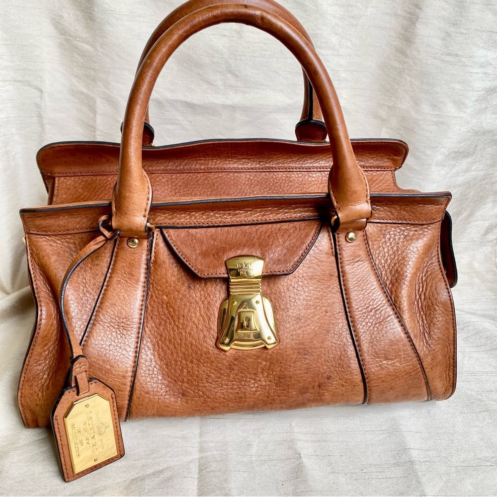 Vintage Ralph Lauren Caramel handbag old money gold hardware - Picture 1 of 14